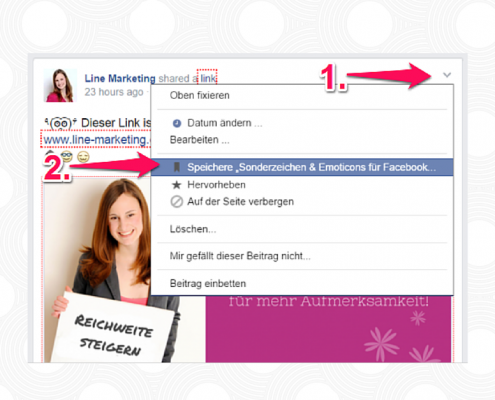 Facebook Link speichern