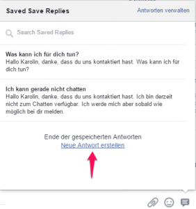 Gespeicherte Antwort auf Facebook