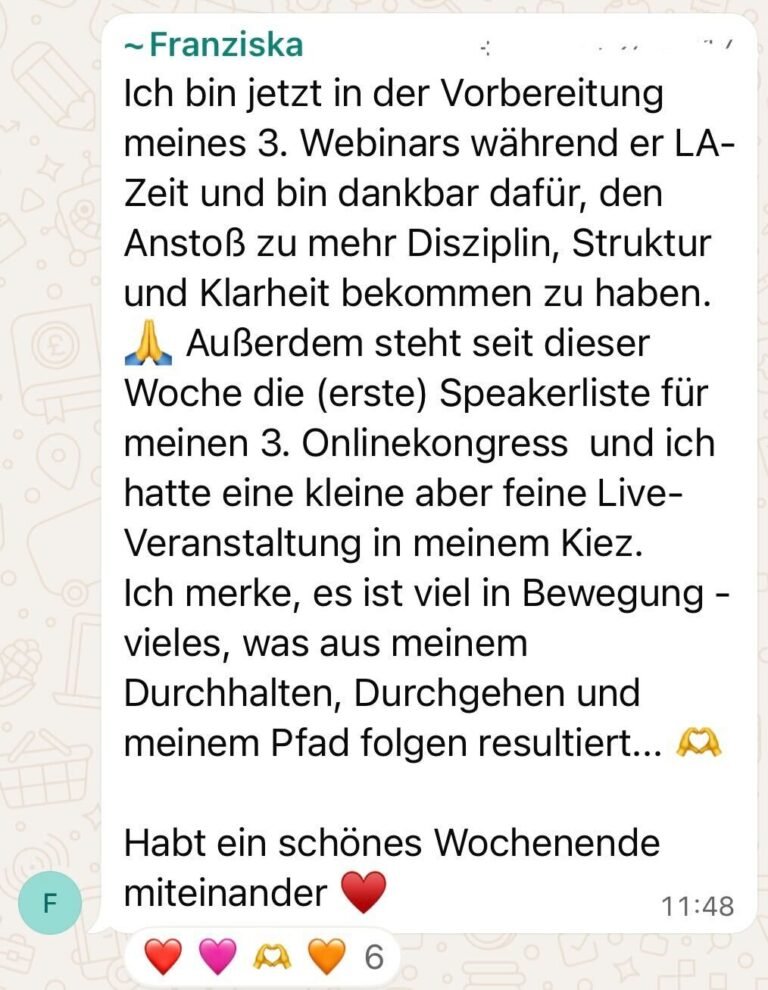 Erfolg aus der WhatsApp-Gruppe: Franziska