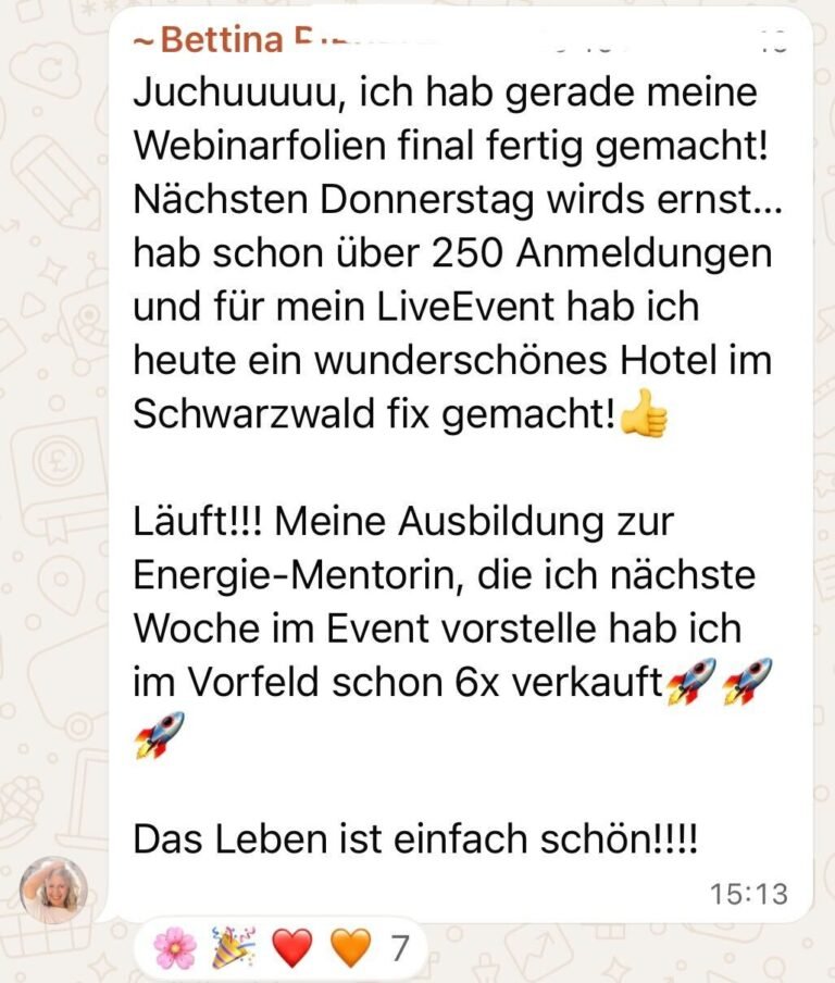 Erfolg aus der WhatsApp-Gruppe: Josephine
